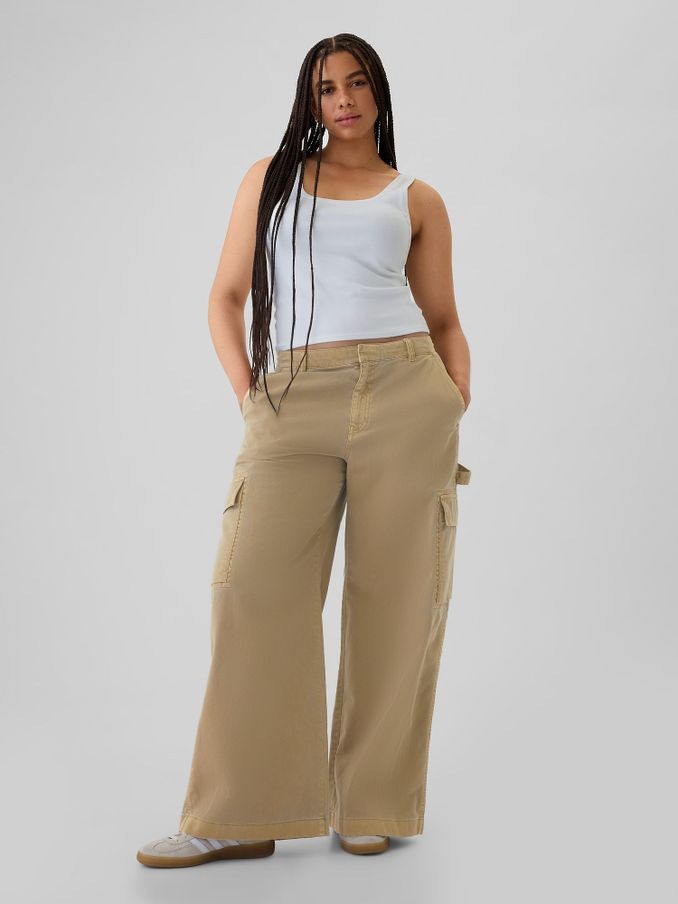 Brown Mid Rise Cotton Baggy Cargo Trousers (E66068) | £30