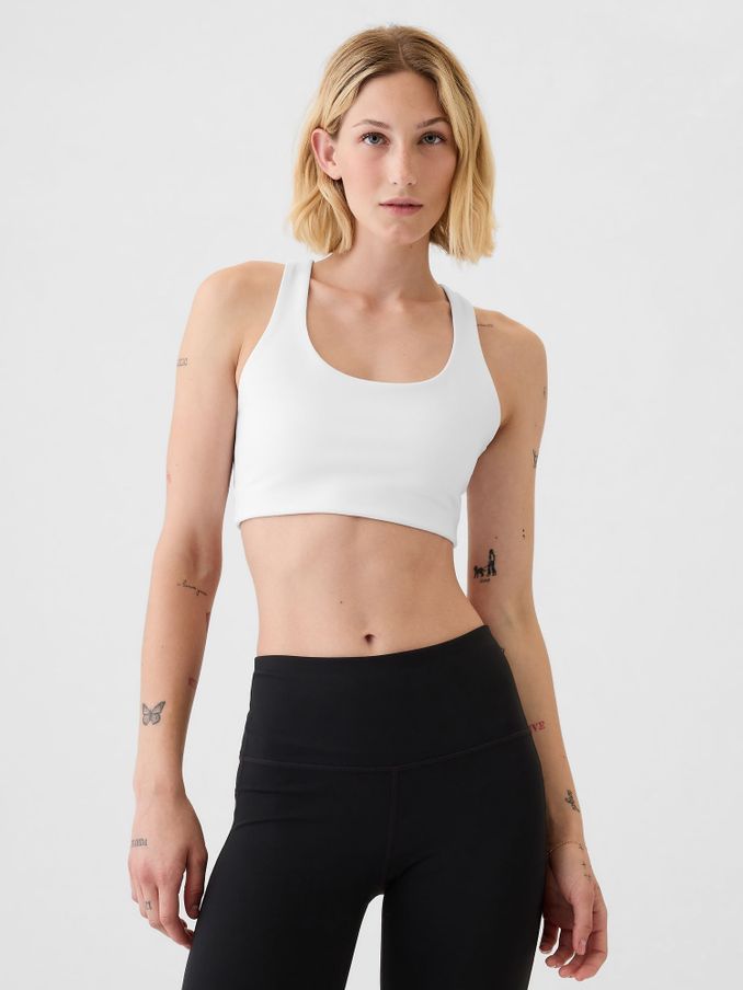White Power Medium Impact Racerback Sports Bra (E66078) | £25