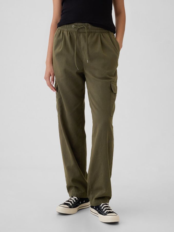 Green Pull On Soft Twill Tapered Cargo Trousers (E66080) | £30