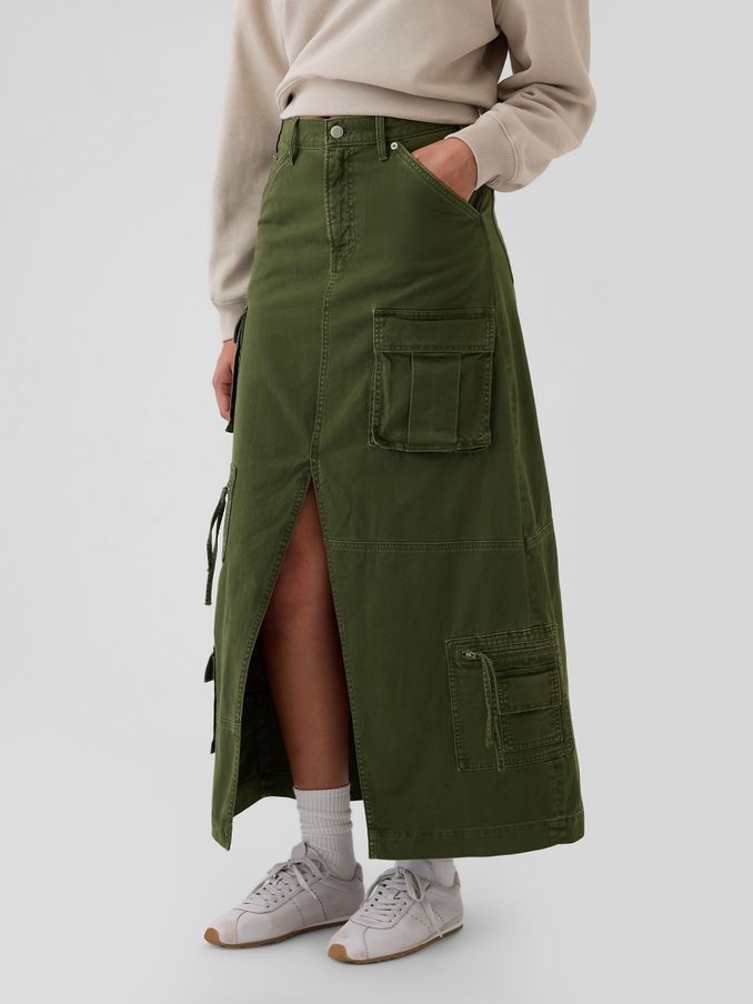 Green Cargo Maxi Skirt (E66084) | £36