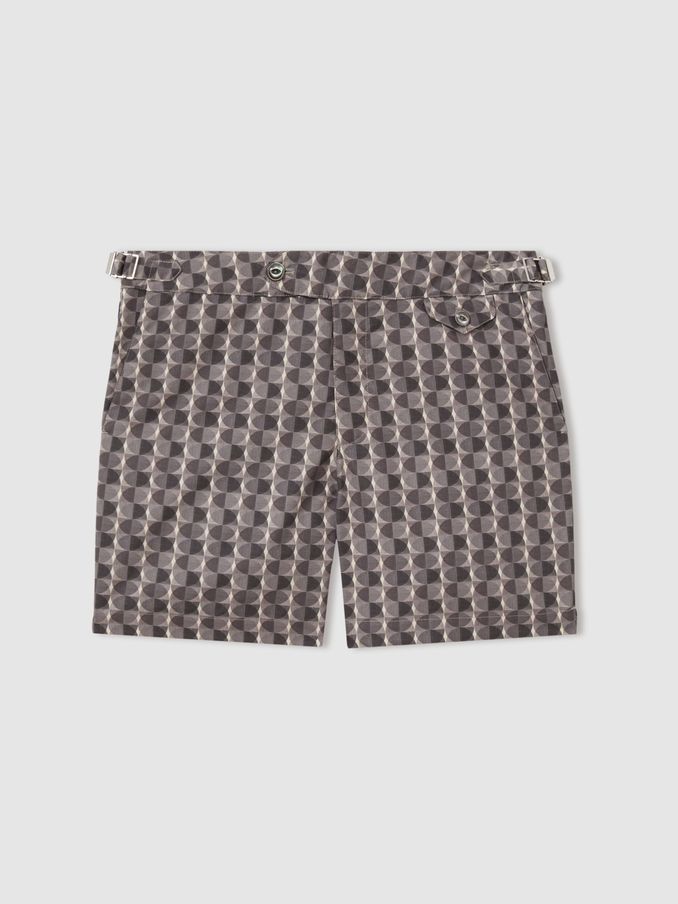Hemingsworth Ikat-Print Swim Shorts in Black/Neutral (E67163) | £108