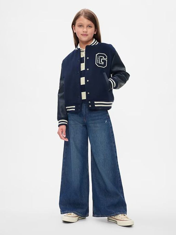 Blue Mid Rise Baggy Jeans (5-13yrs) (E67392) | £17