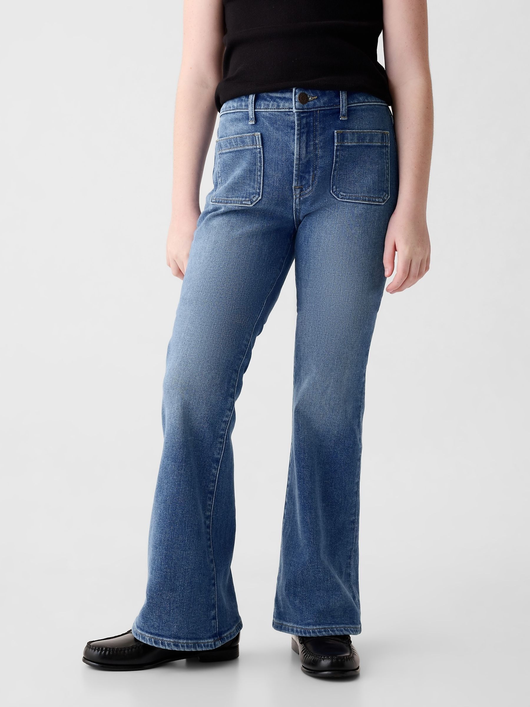 Blue High Waisted 70s Flare Jeans (5-13yrs) (E67398) | £30