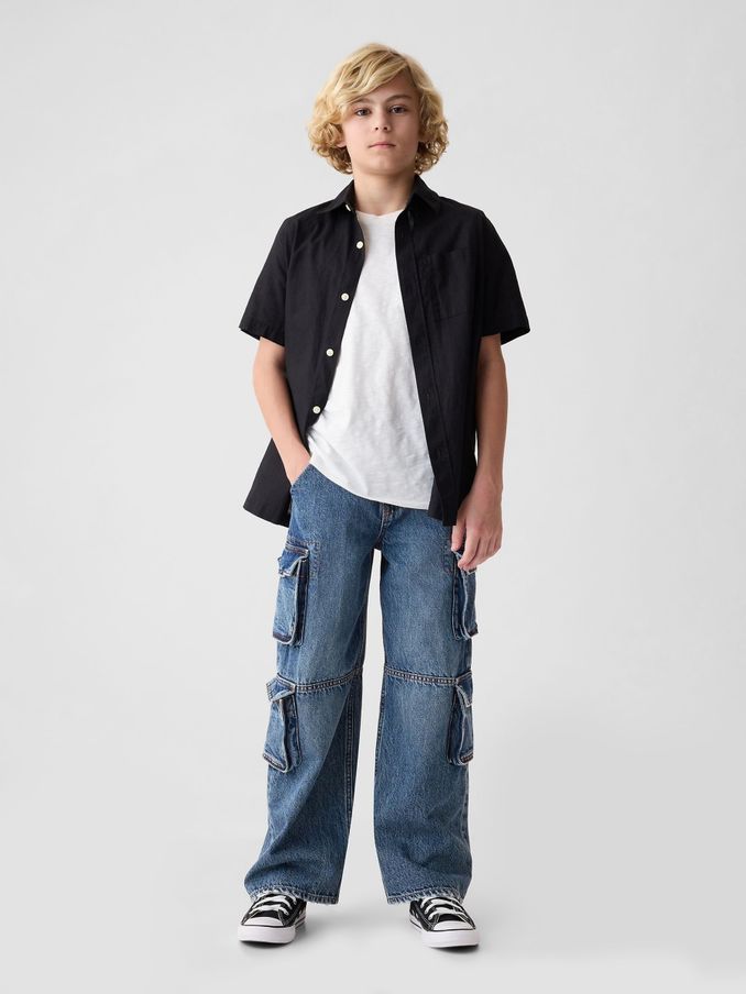Blue Double Cargo Baggy Jeans (5-13yrs) (E67402) | £35