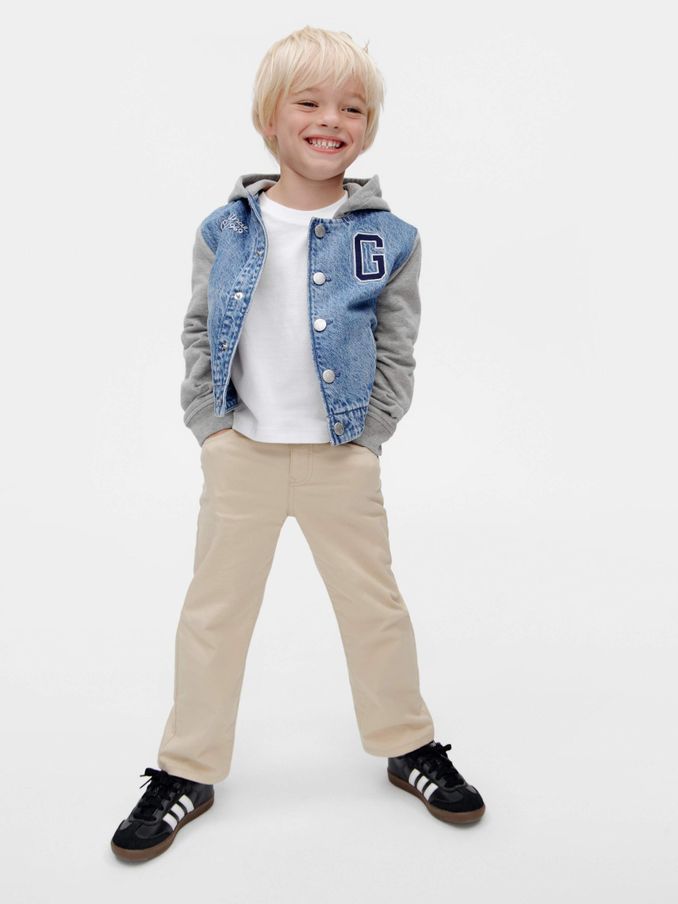 Blue Dinosaur Varsity Denim Hoodie Jacket (6mths-5yrs) (E67518) | £40