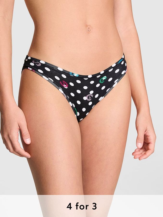 Pure Black Dot Bikini Cotton Knickers (E68234) | £9