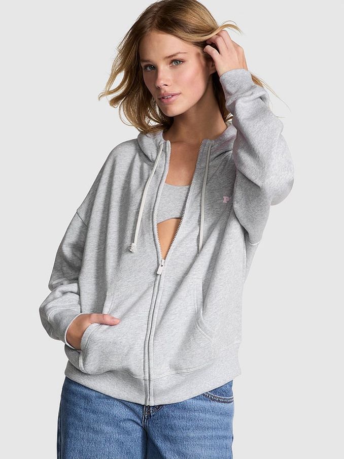 Medium Heather Grey Zip Up Hoodie (E68255) | £45