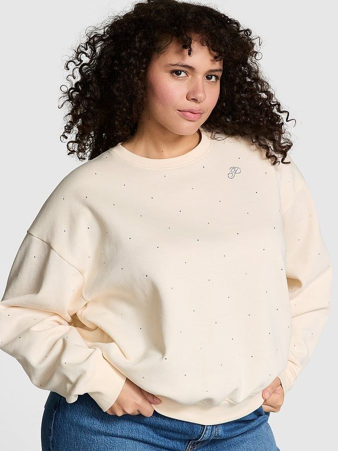 White Shell Diamante Fleece Sweatshirt (E68261) | £45