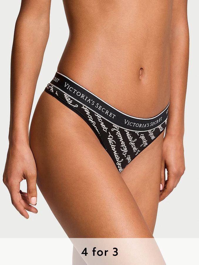 Black Script Thong Knickers (E68268) | £9