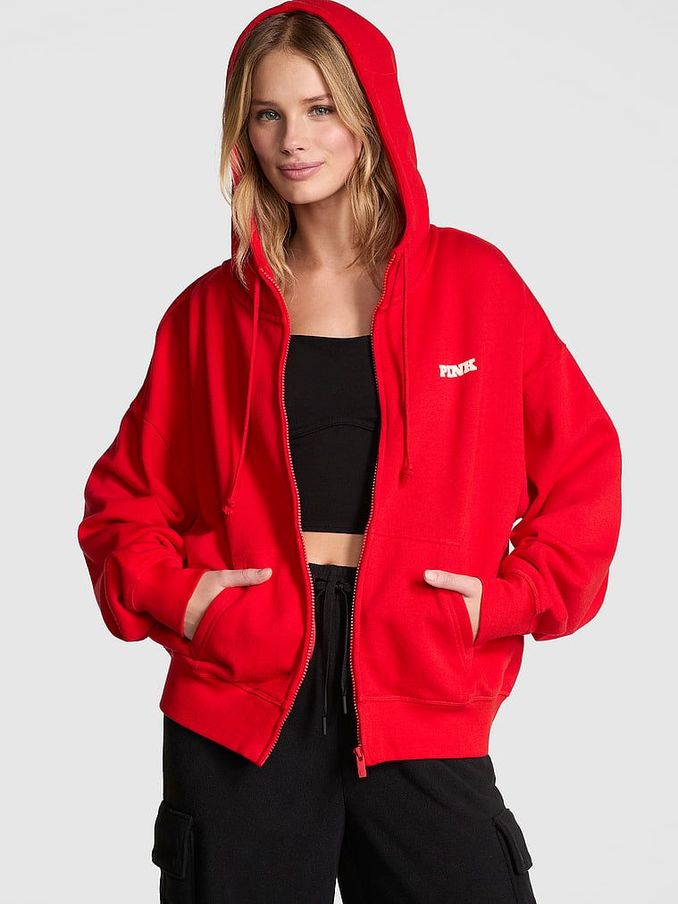 Vermillion Red Zip Up Hoodie (E68275) | £45