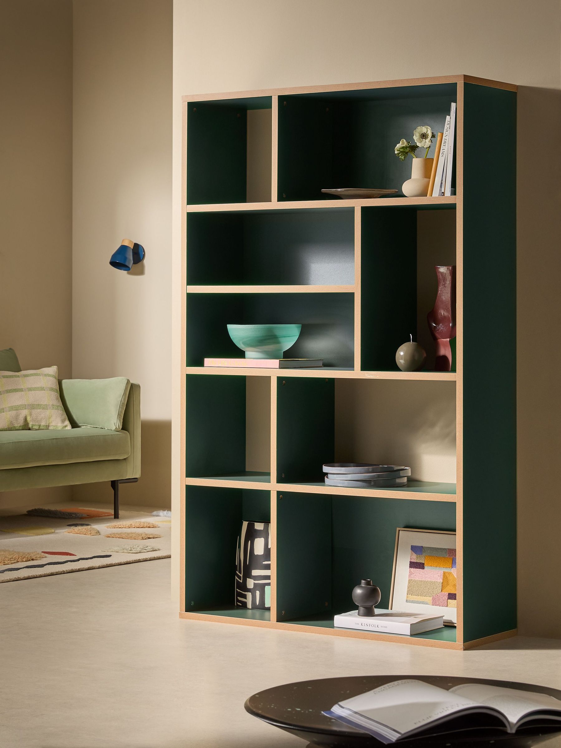 Zayla Wide Tall Shelving Unit in Green (E68377) | £299