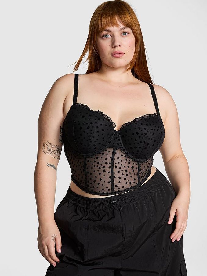 Black The Wink Star Chaser Lace Corset Bra Top (E68518) | £35 - £36