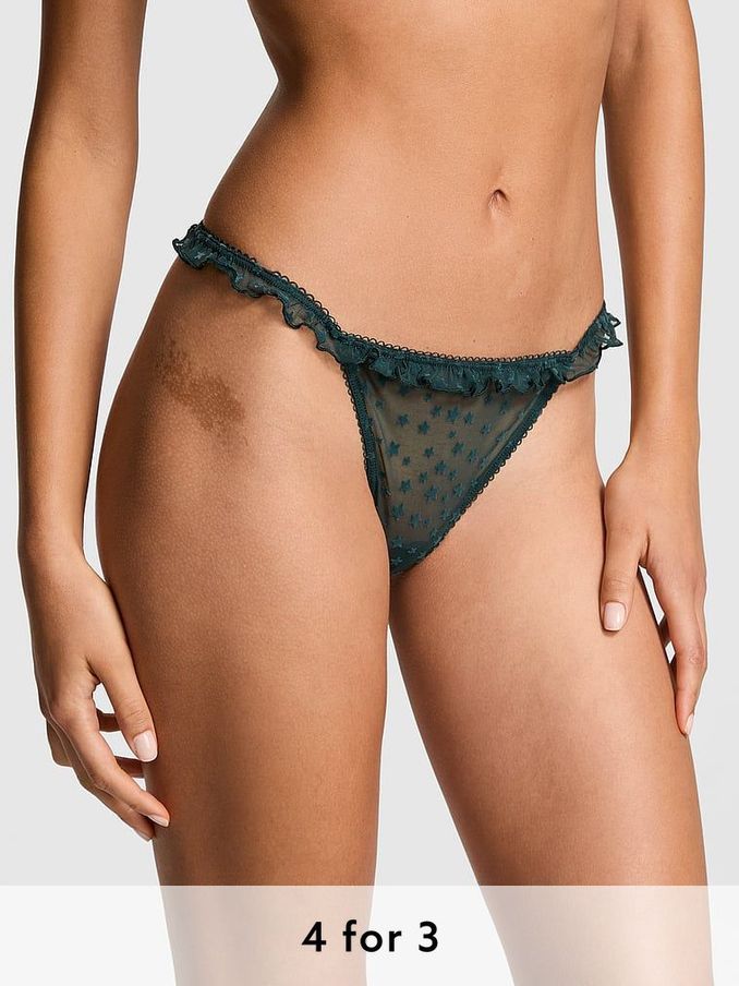 Deep Forest Green G String Star Chaser Lace Knickers (E68526) | £9