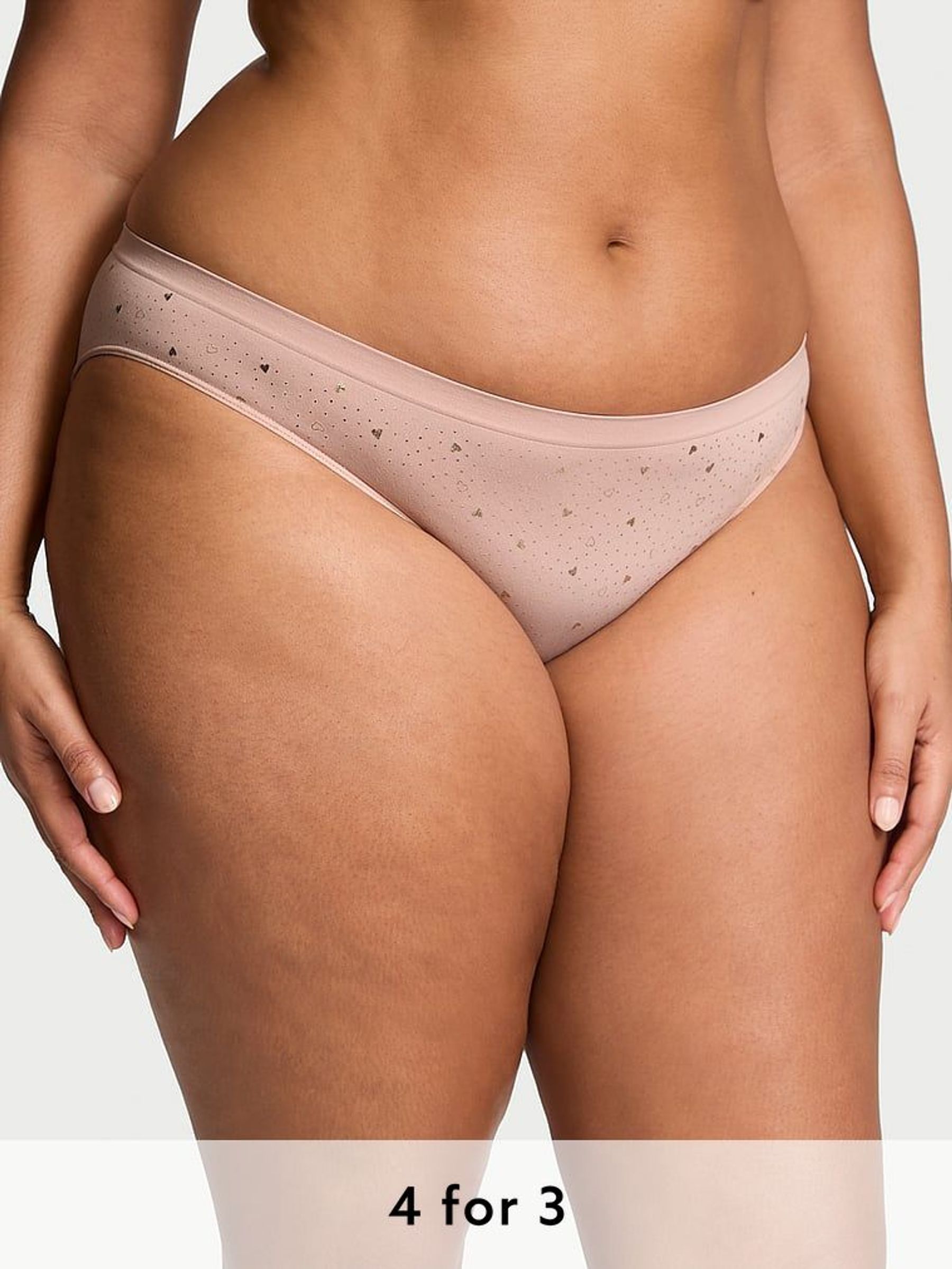 Pink Zinc Heart Foil Nude Bikini Knickers (E68539) | £9