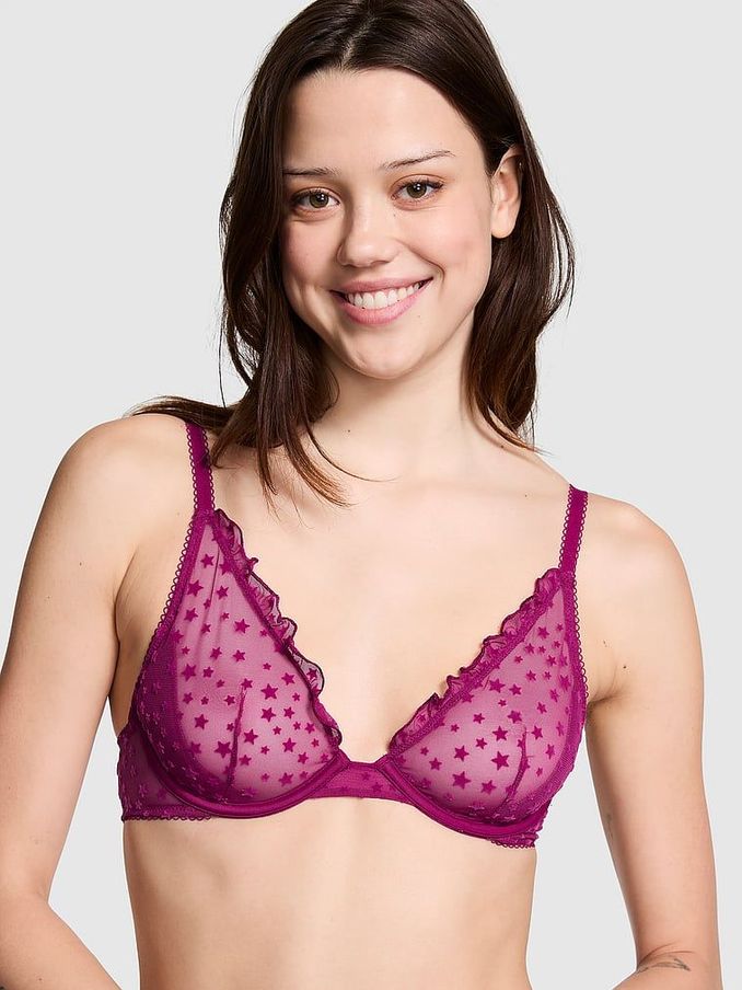 Thriller Purple Plunge Star Chaser Lace Unlined Bra (E68549) | £35