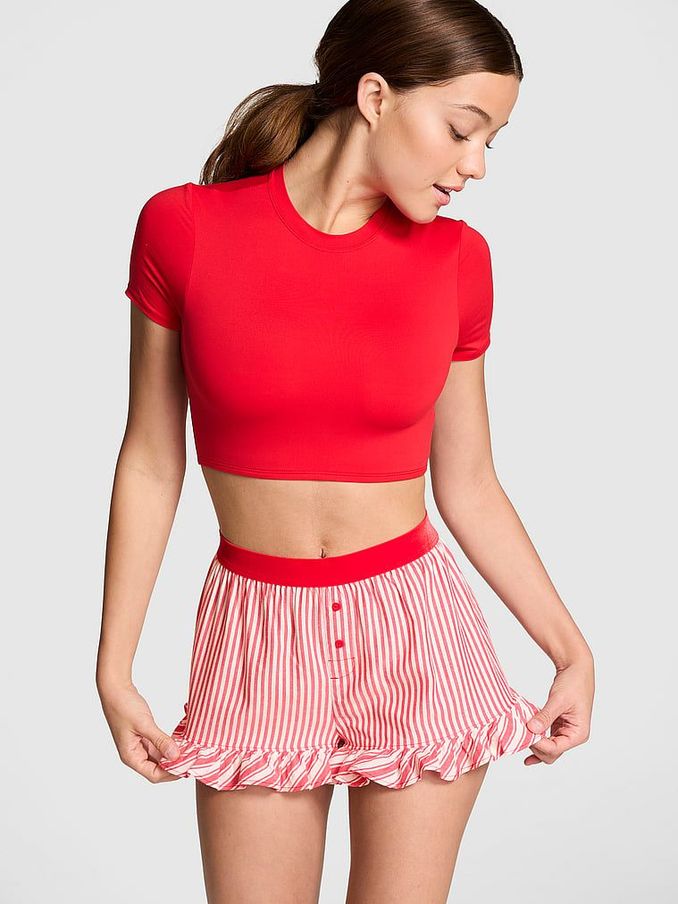 Vermillion Red Stripe Short Pyjama Bottoms (E68568) | £12