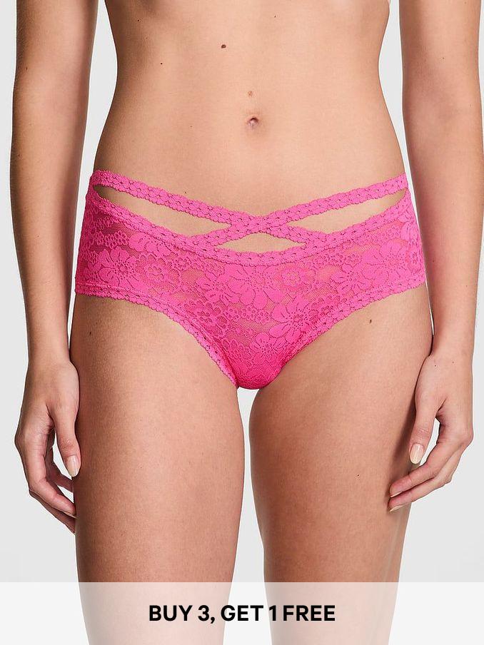 Pink Rose Cheeky Floral Lace Knickers (E68587) | £9