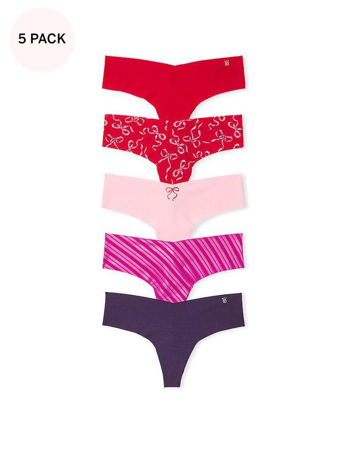 Red/Pink/Purple Thong 5 Pack Knickers (E68604) | £27