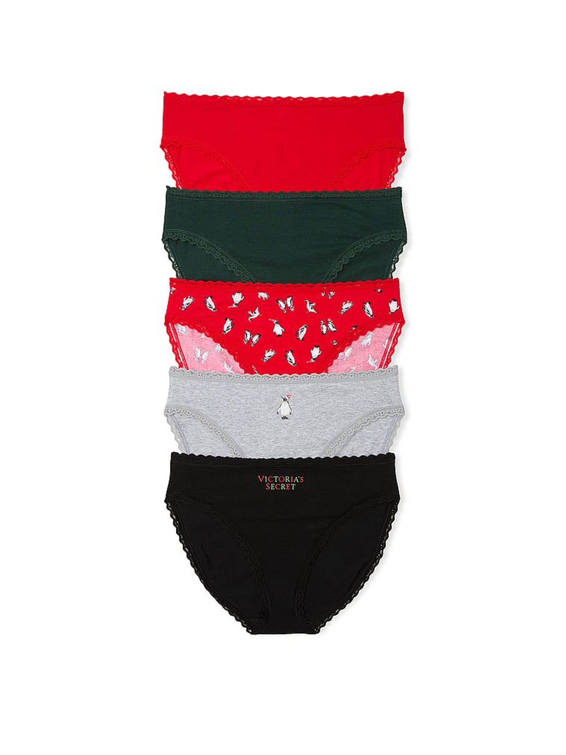 Black/Grey/Red/Green Brief Logo 5 Pack Knickers (E68608) | £13