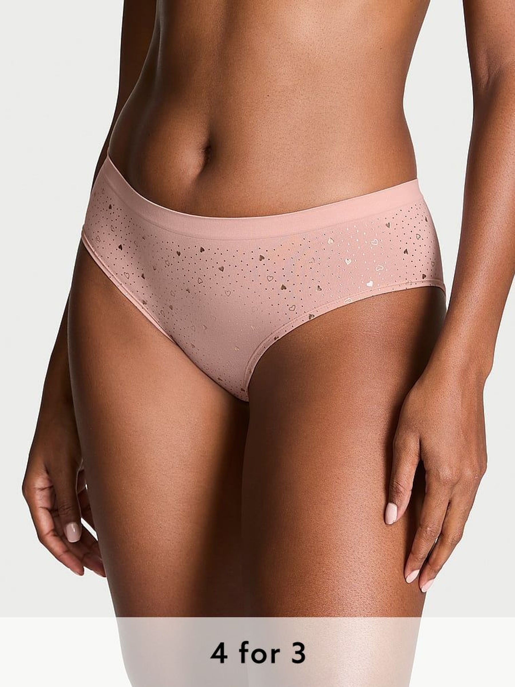 Pink Zinc Heart Foil Nude Hipster Knickers (E68631) | £9