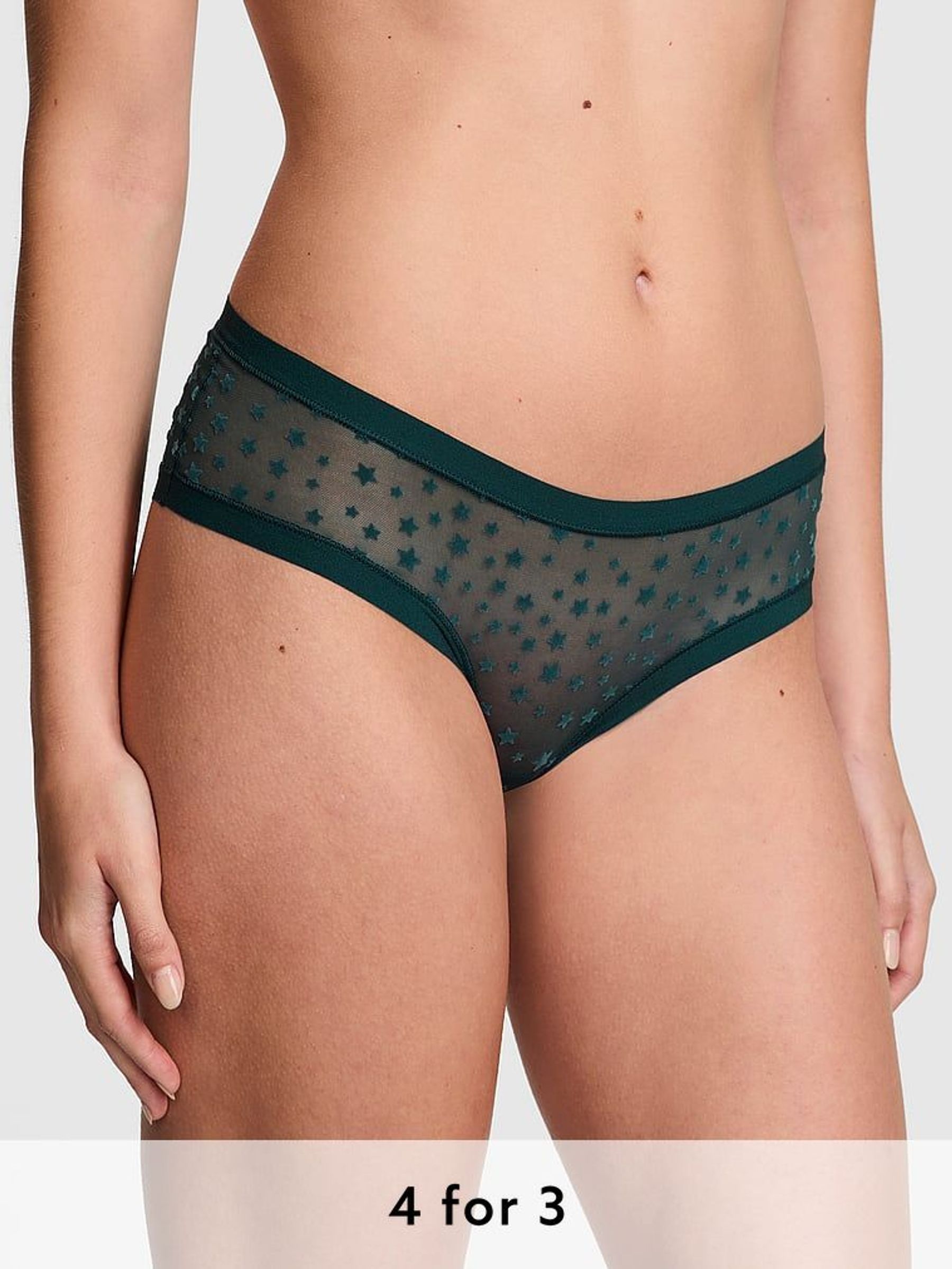 Deep Forest Green Hipster No Show Star Mesh Knickers (E68883) | £9