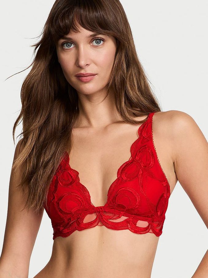 Vermillion Red Bow Embroidery Bralette (E68885) | £18
