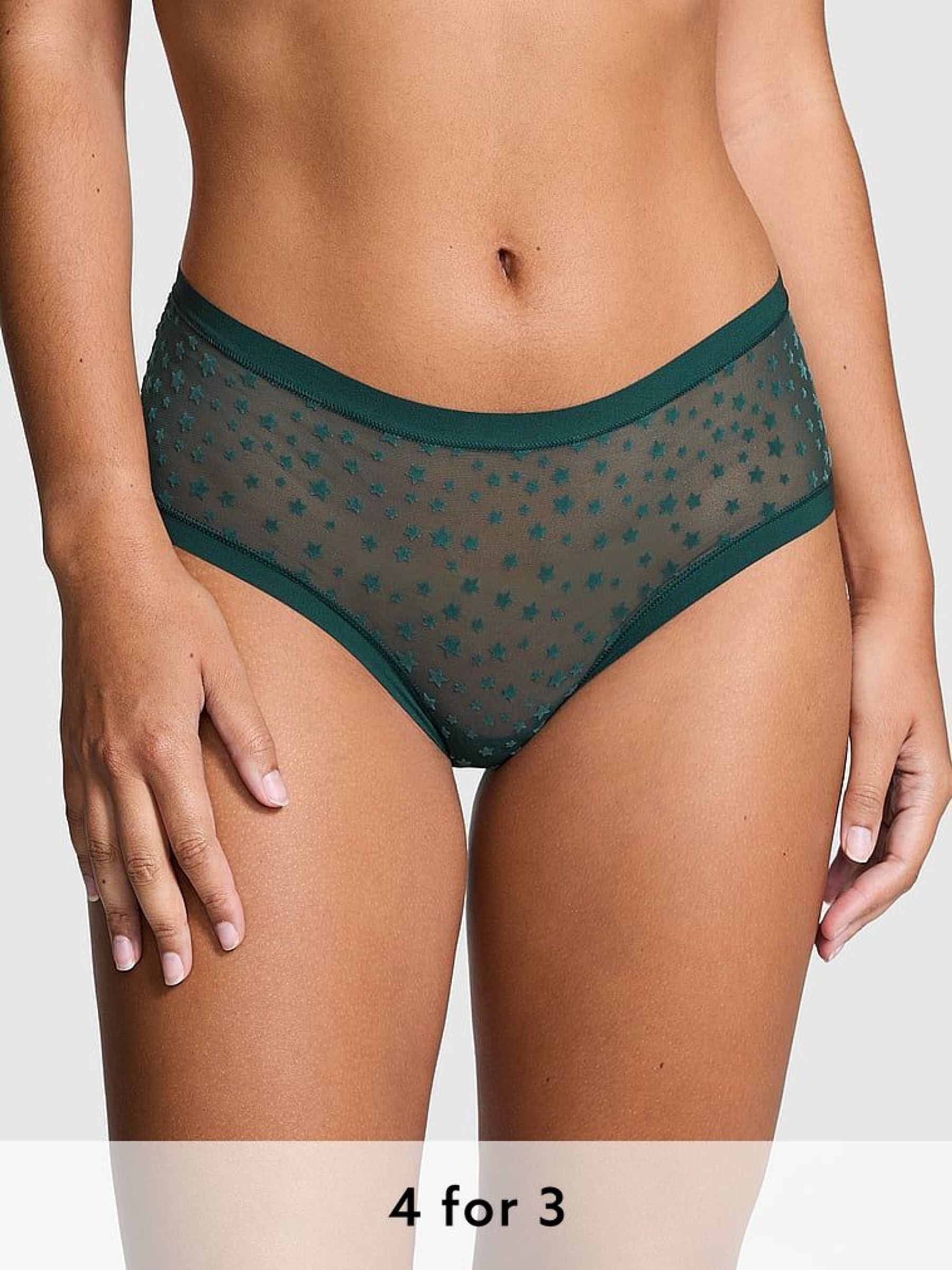Deep Forest Green Cheeky No Show Star Mesh Knickers (E68888) | £9