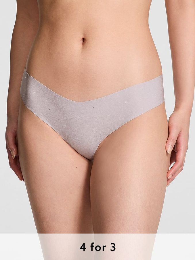 Dusty Purple Diamante Thong No Show Knickers (E68891) | £9