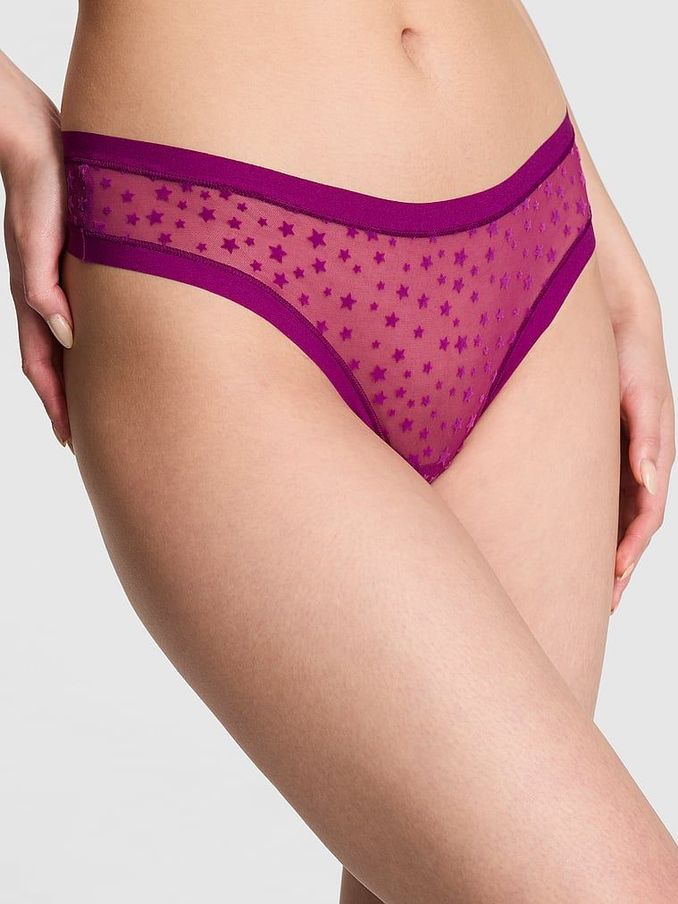 Thriller Purple Thong No Show Star Mesh Knickers (E68897) | £4
