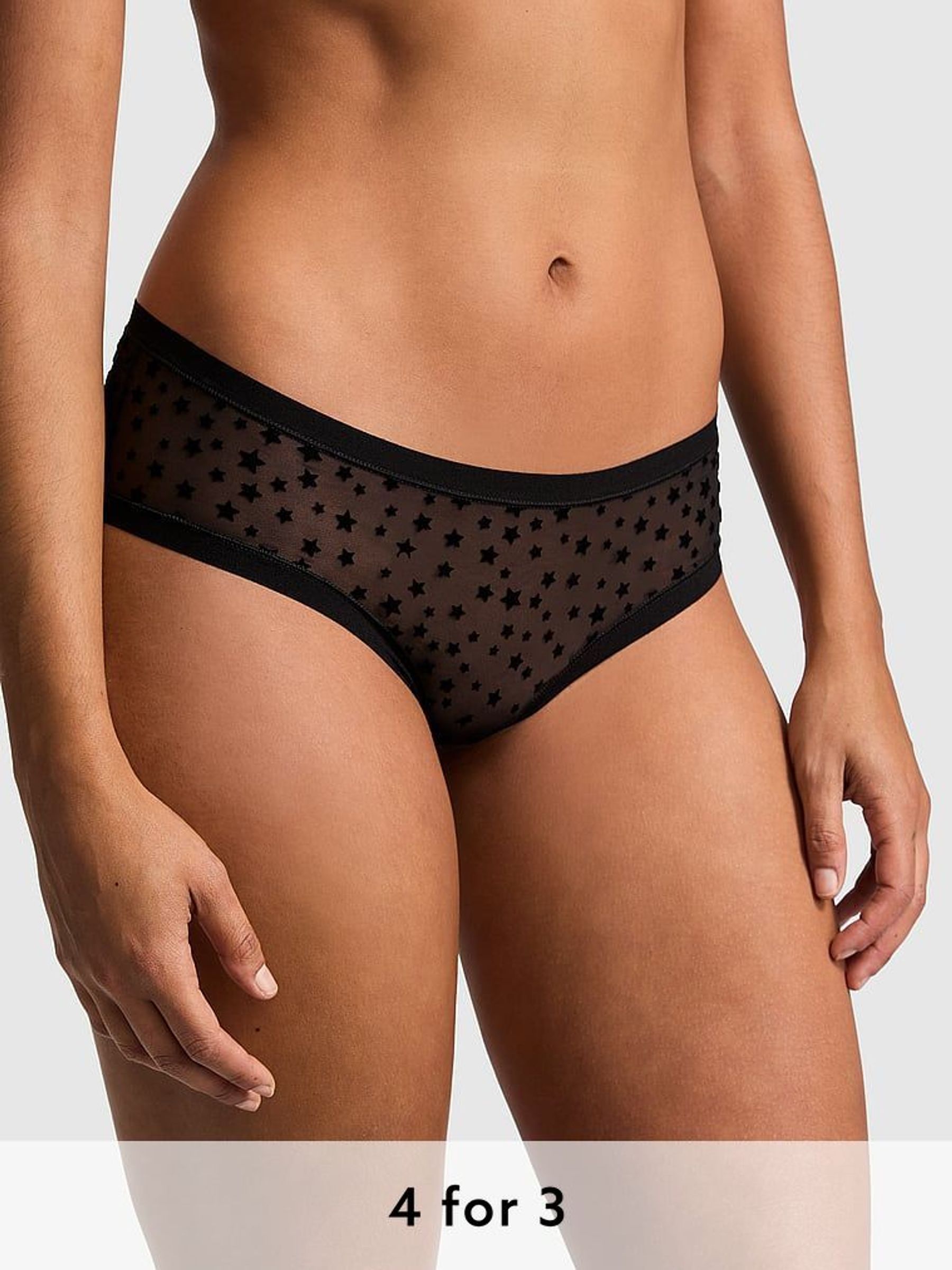 Black Cheeky No Show Star Mesh Knickers (E68903) | £9