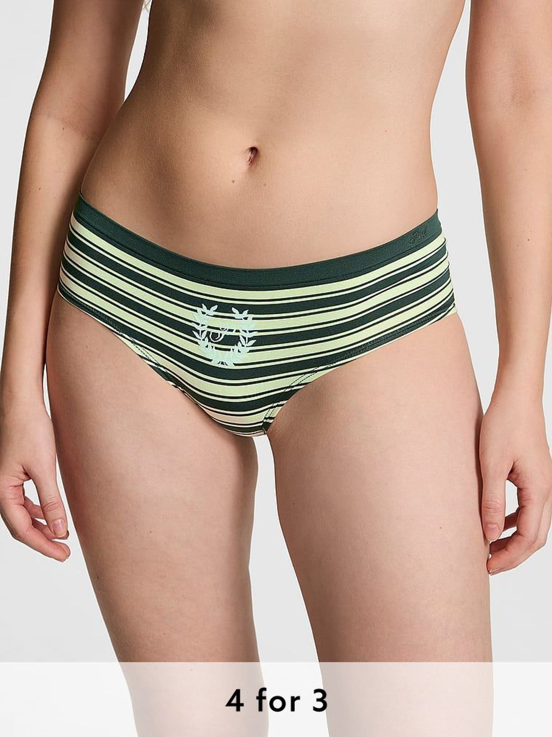 Deep Forest Green Stripe Hipster Seamless Knickers (E68911) | £9
