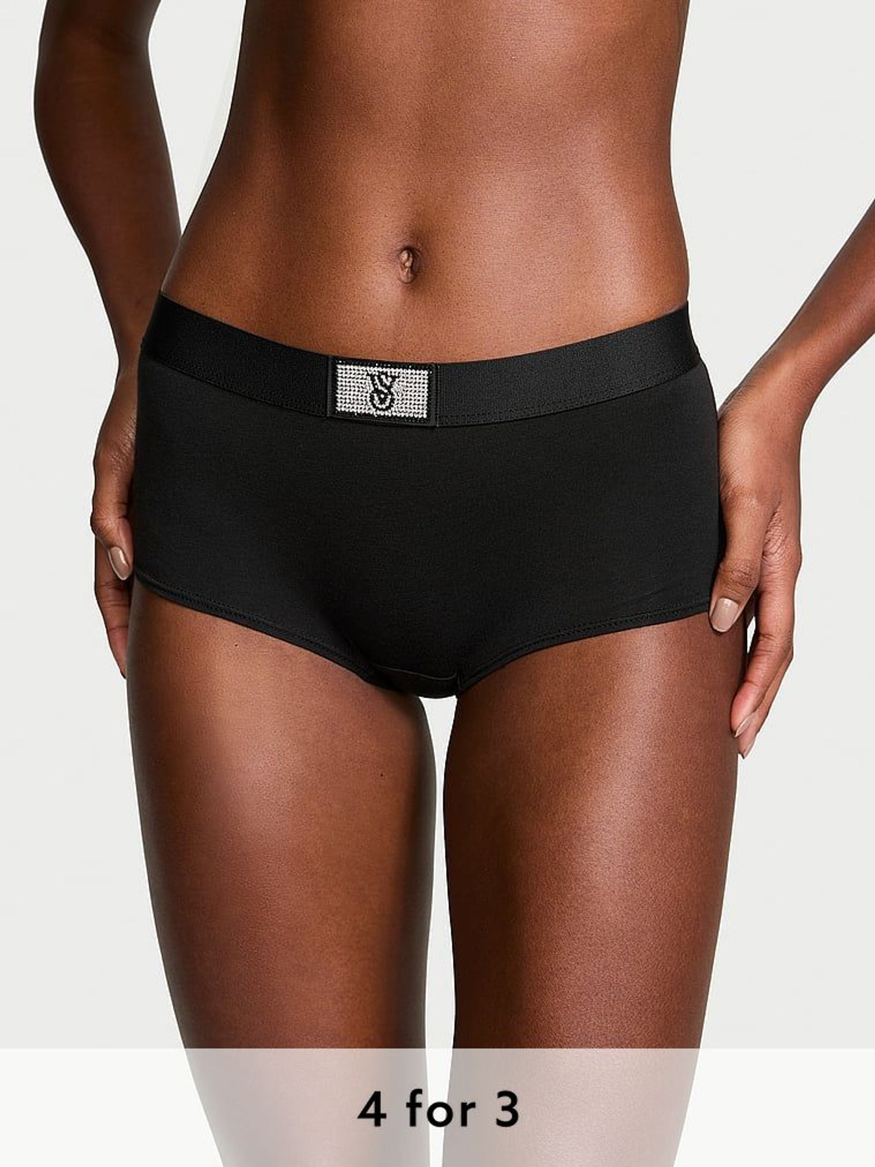 Black Short Logo Shine Patch Knickers (E68918) | £9