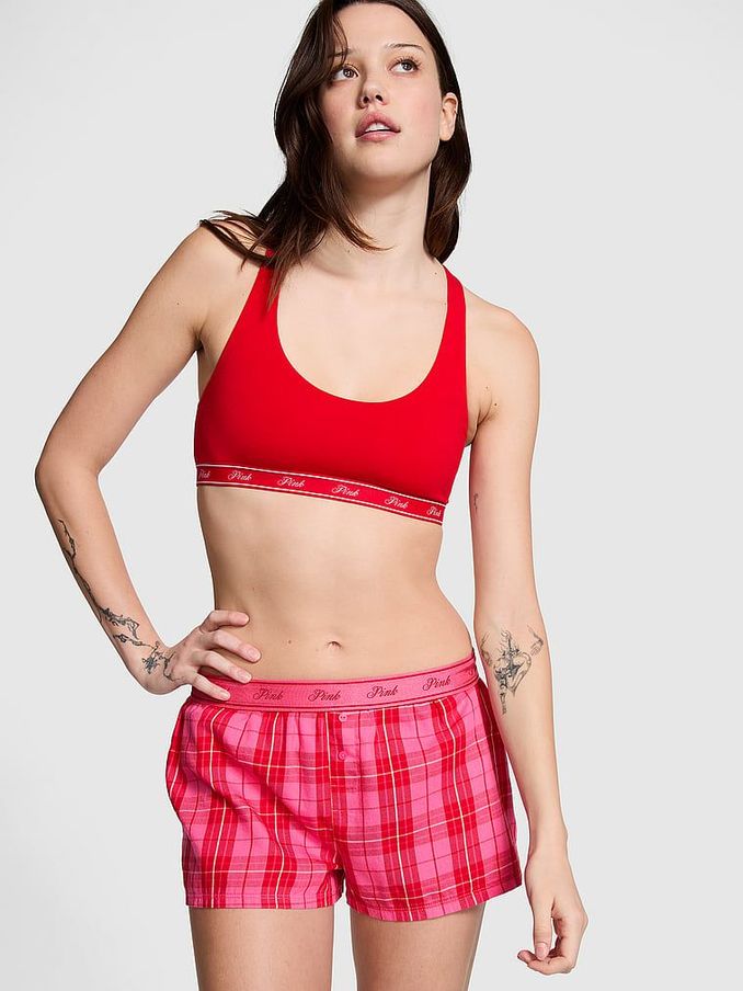 Pink Rose Plaid Short Pyjama Bottoms (E68950) | £25