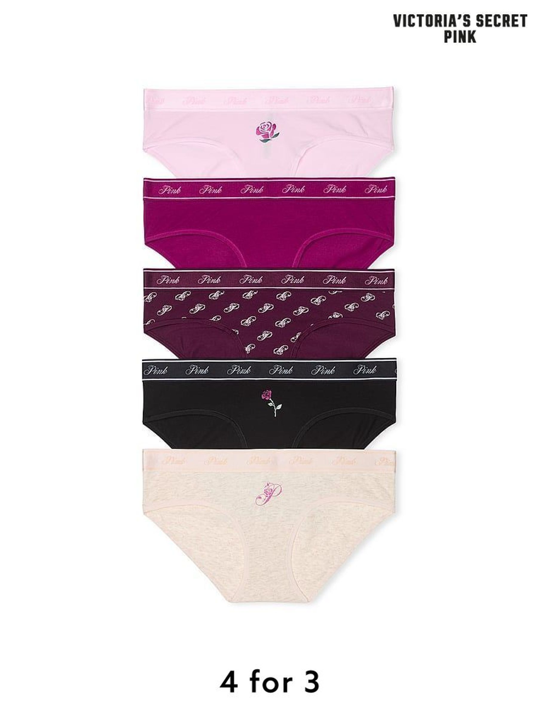 Black/Purple/Nude/Pink Hipster 5 Pack Knickers (E68960) | £27