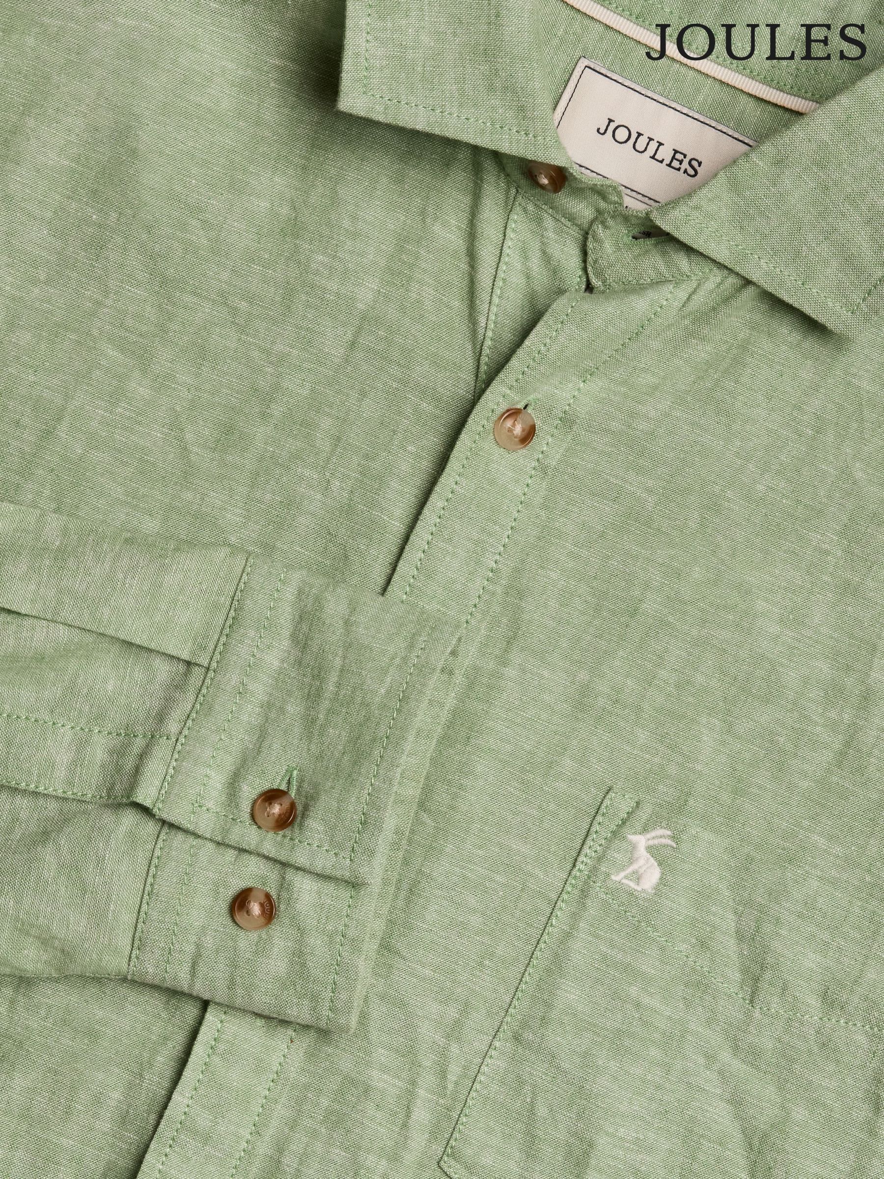 Linen Blend Green Long Sleeve Shirt (E68995) | £45