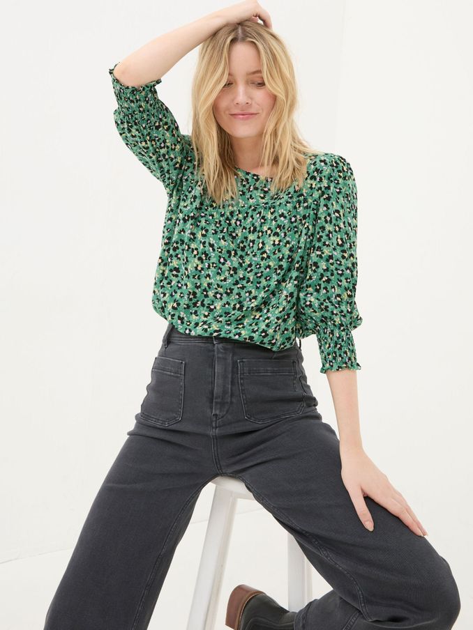 Shelley Emerald Green Floral Marks Blouse (E70664) | £25