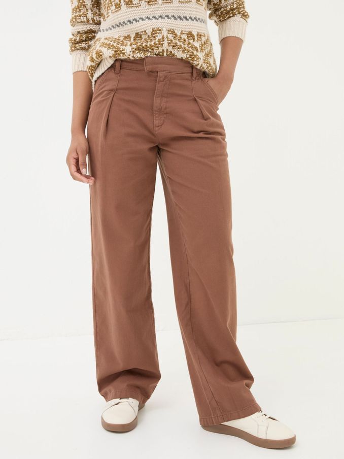 Saffron Brown Wide Leg Twill Trousers (E70672) | £30