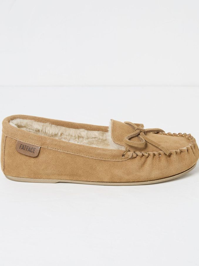 Cara Brown Suede Moccasin Slippers (E70677) | £20