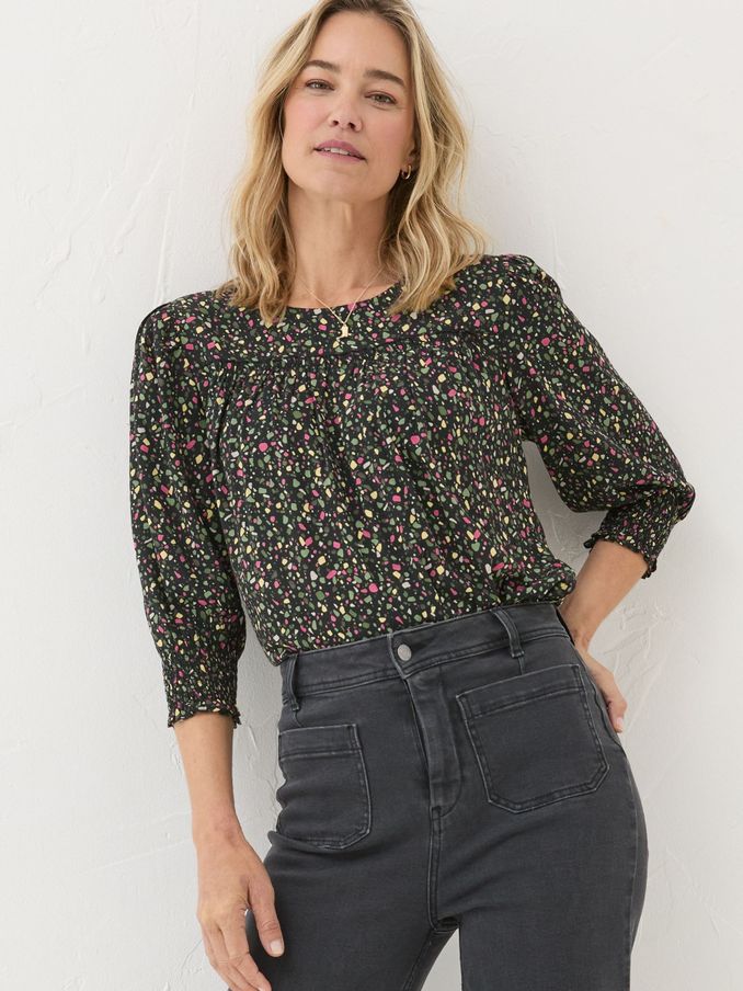 Shelley Black Ditsy Marks Blouse (E70709) | £25