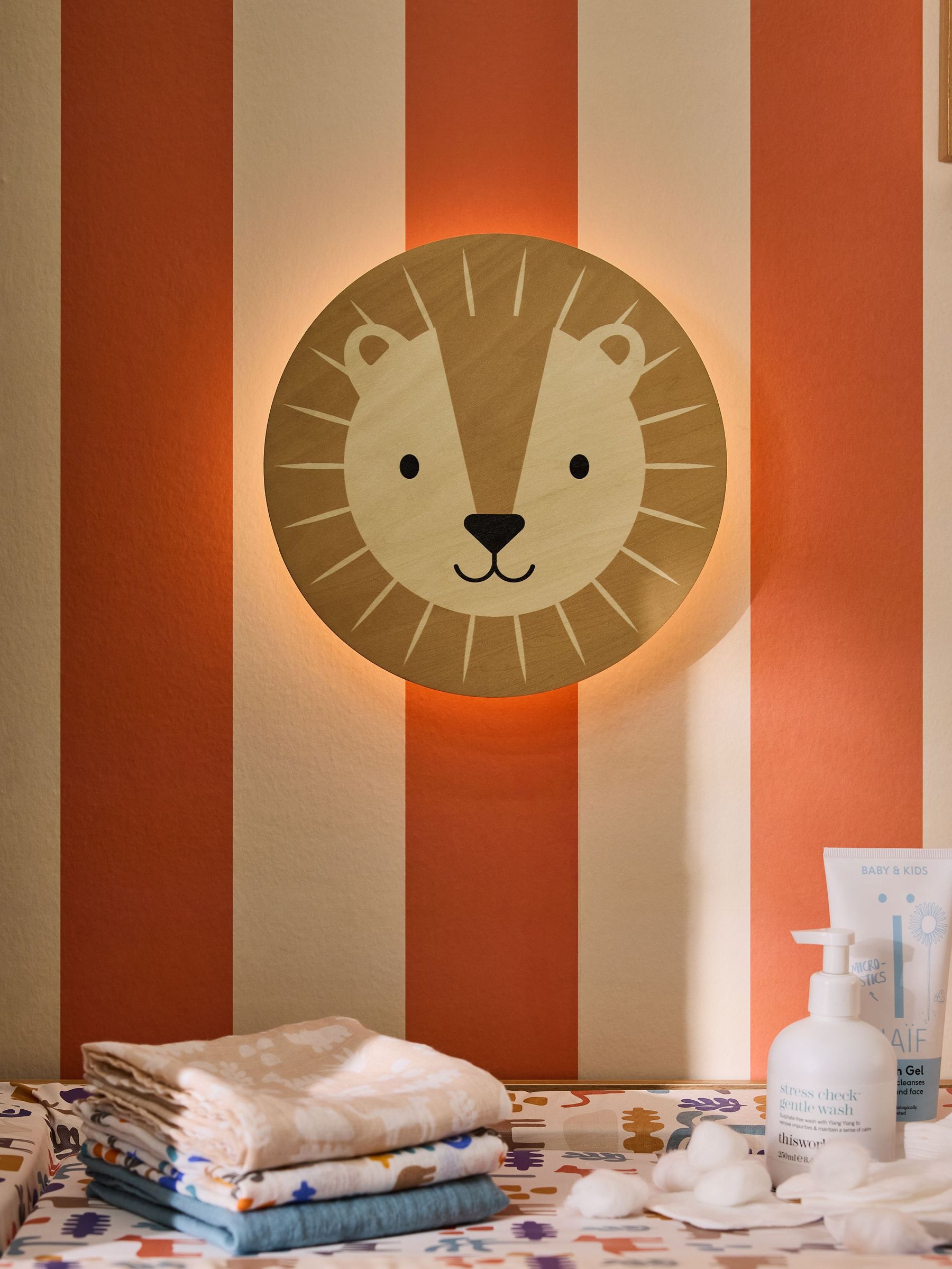 Wood Rechargable Luca Lion Wall Light (E70824) | £55