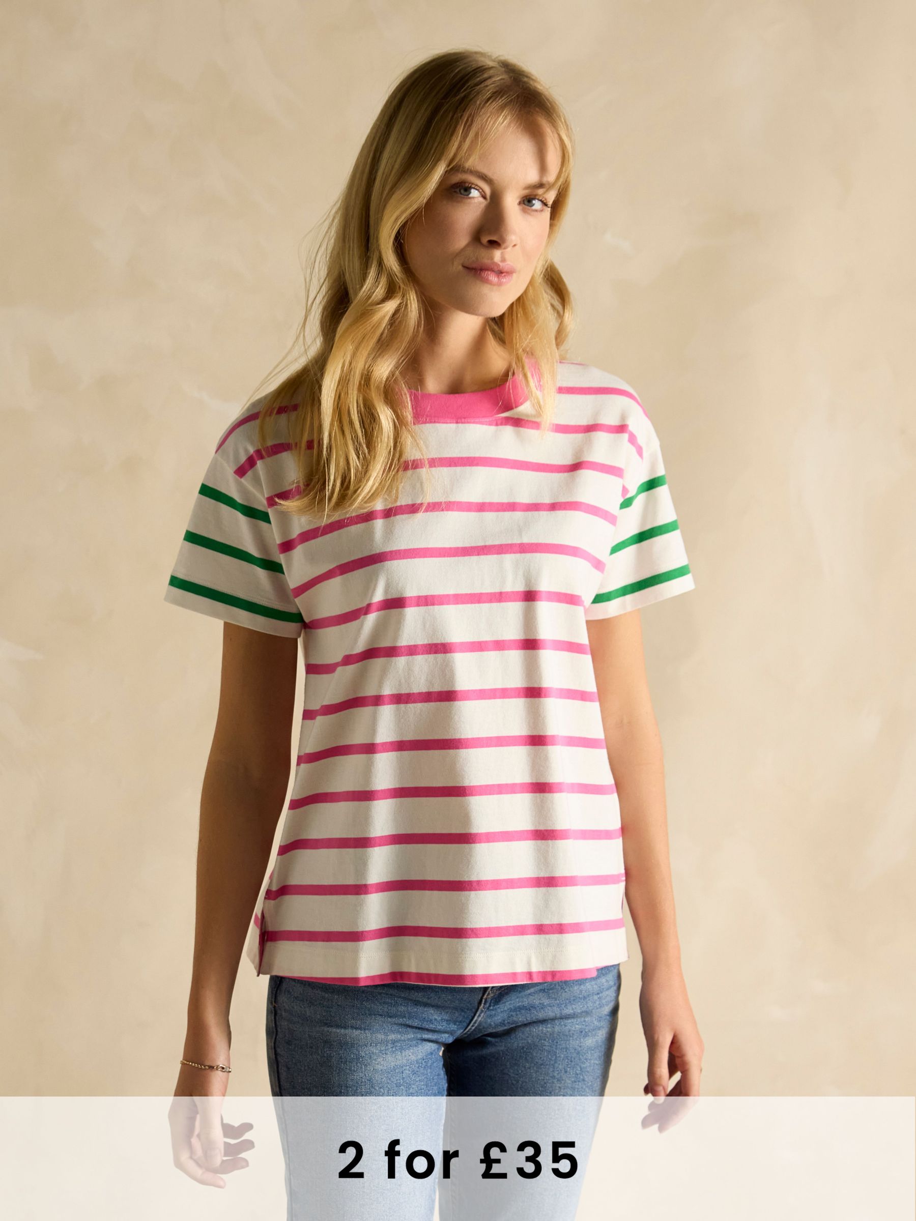 Ellie Pink Multi Short Sleeve Jersey Top (E71305) | £24