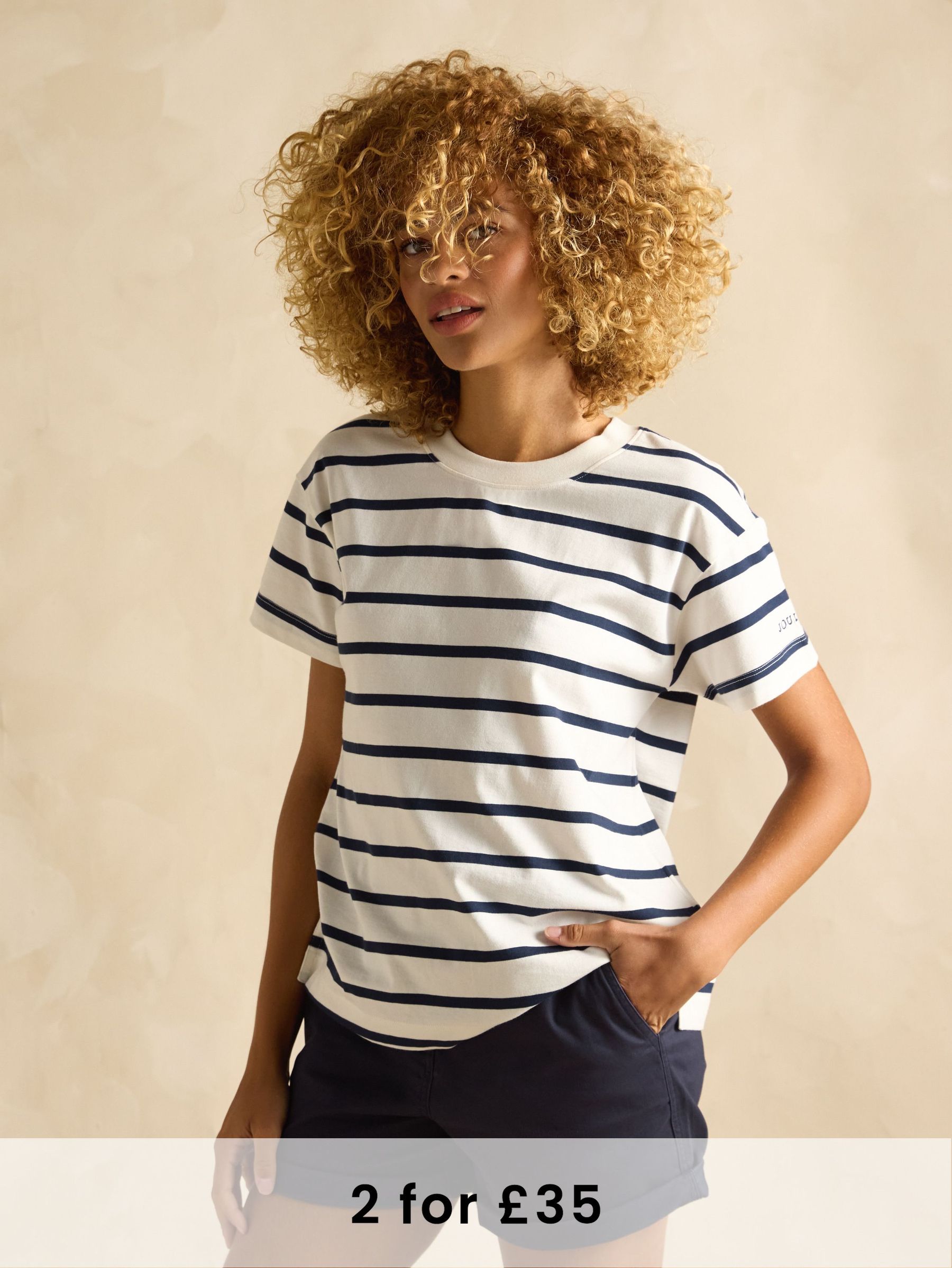Ellie Navy & White Short Sleeve Jersey Top (E71306) | £24