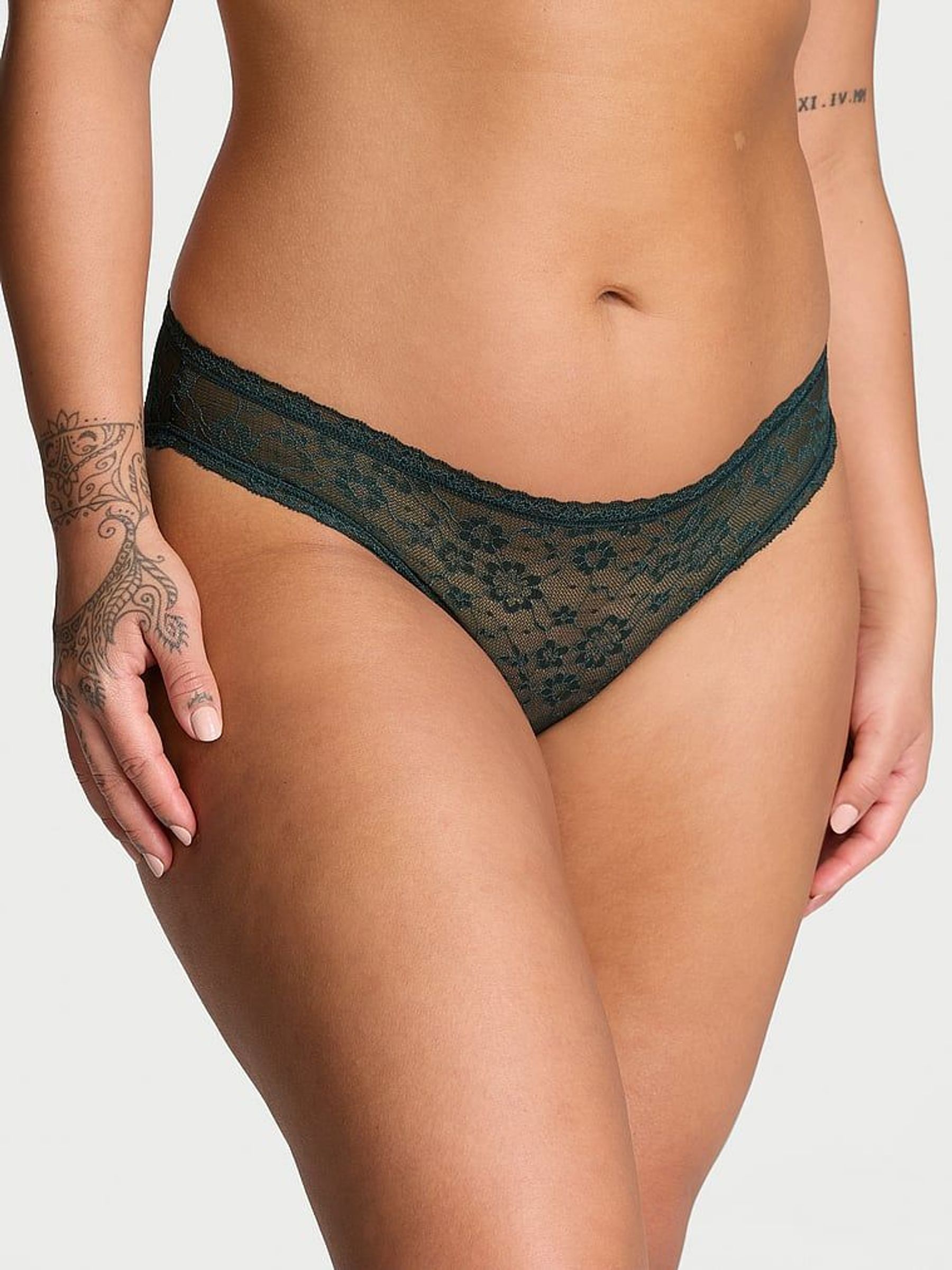 Botanical Green Bikini Knickers (E71629) | £4