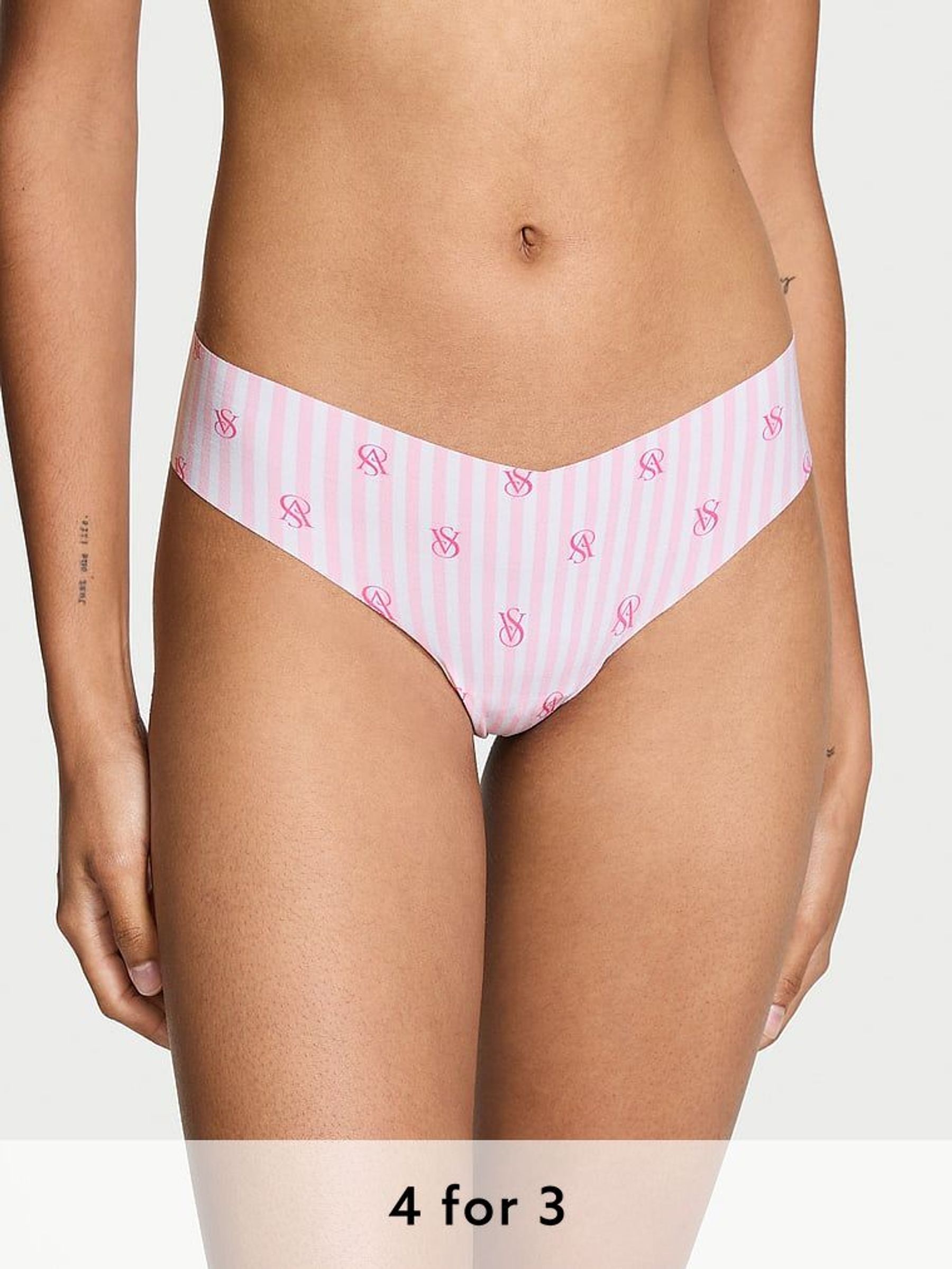 Pretty Blossom Pink Stripe Thong Knickers (E71647) | £9