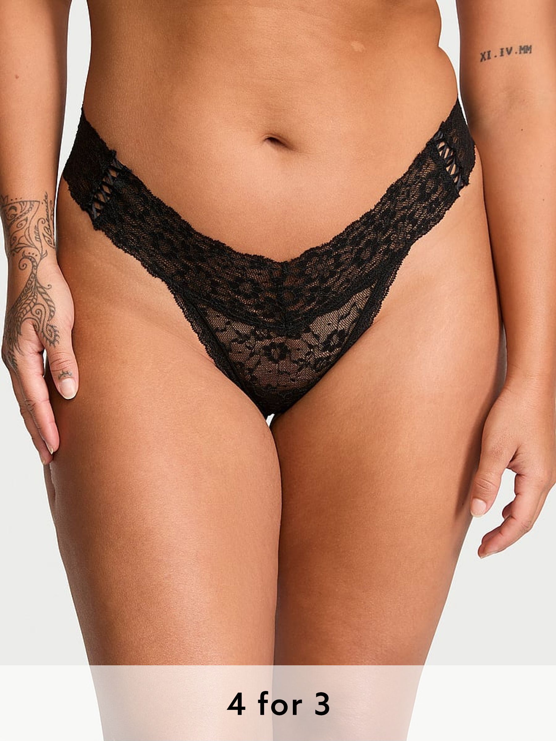 Pure Black Thong Knickers (E71671) | £9