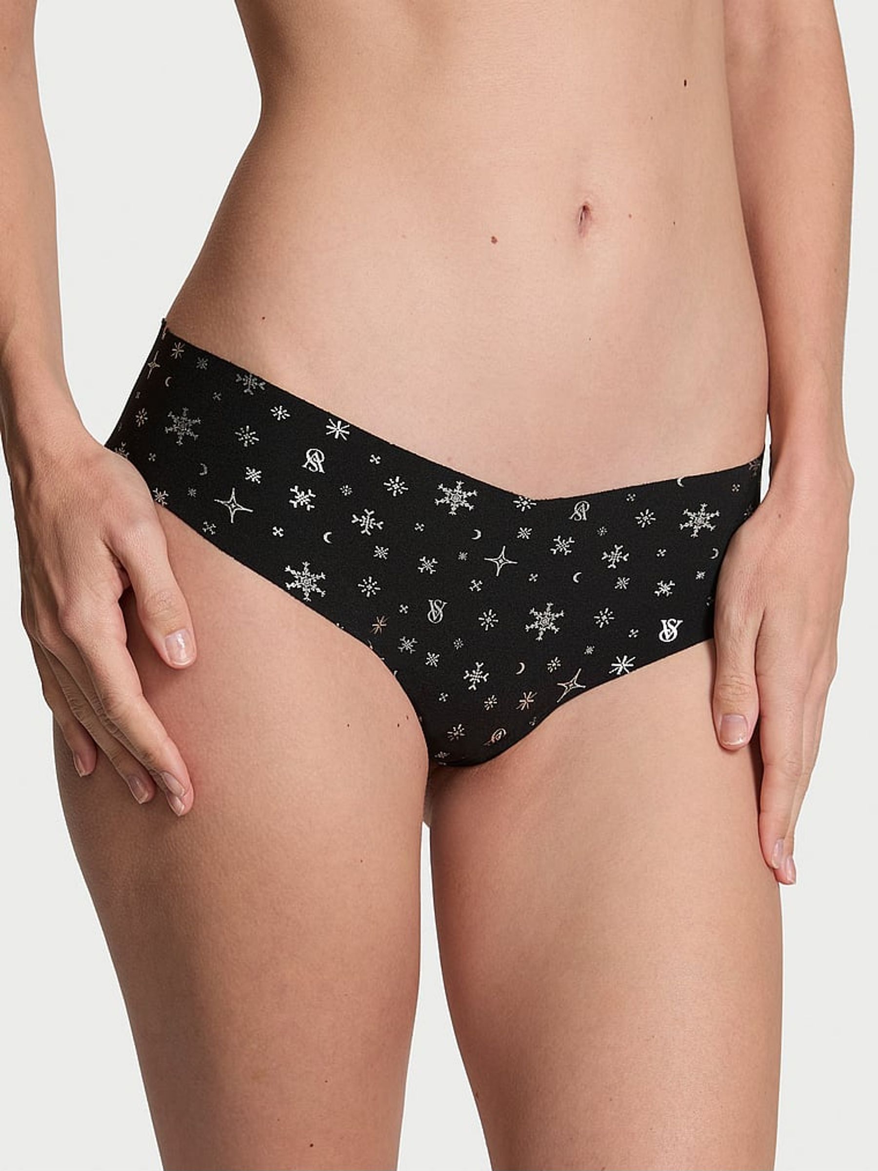 Black Snowflakes Thong Knickers (E71993) | £4