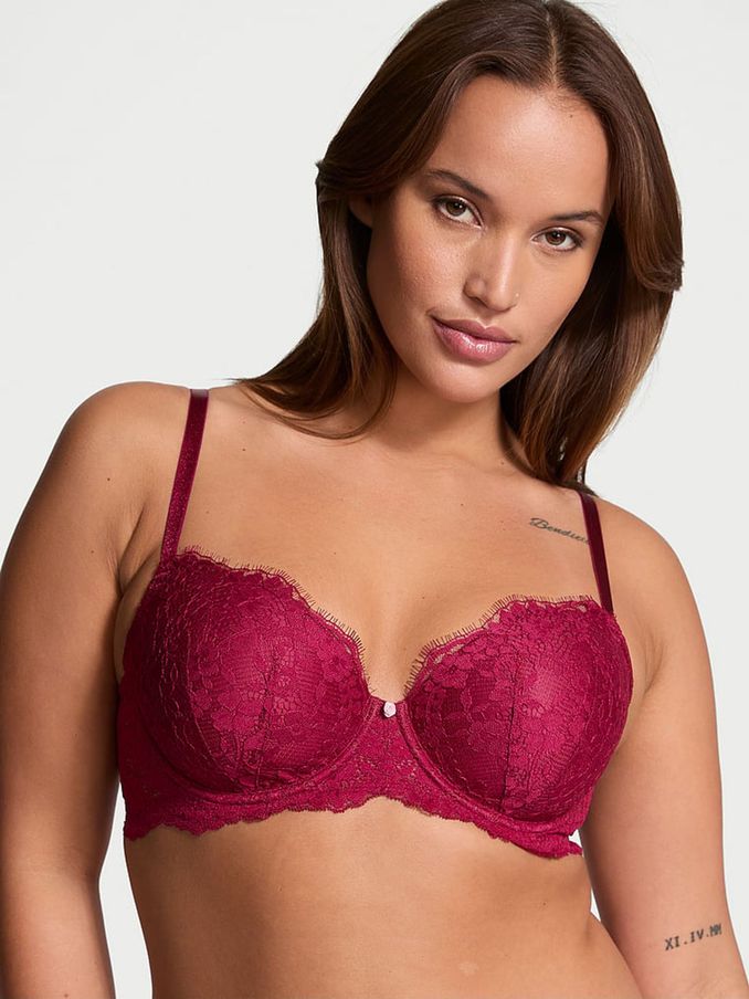 Campari Red Lightly Lined Demi Lace Bra (E71996) | £49