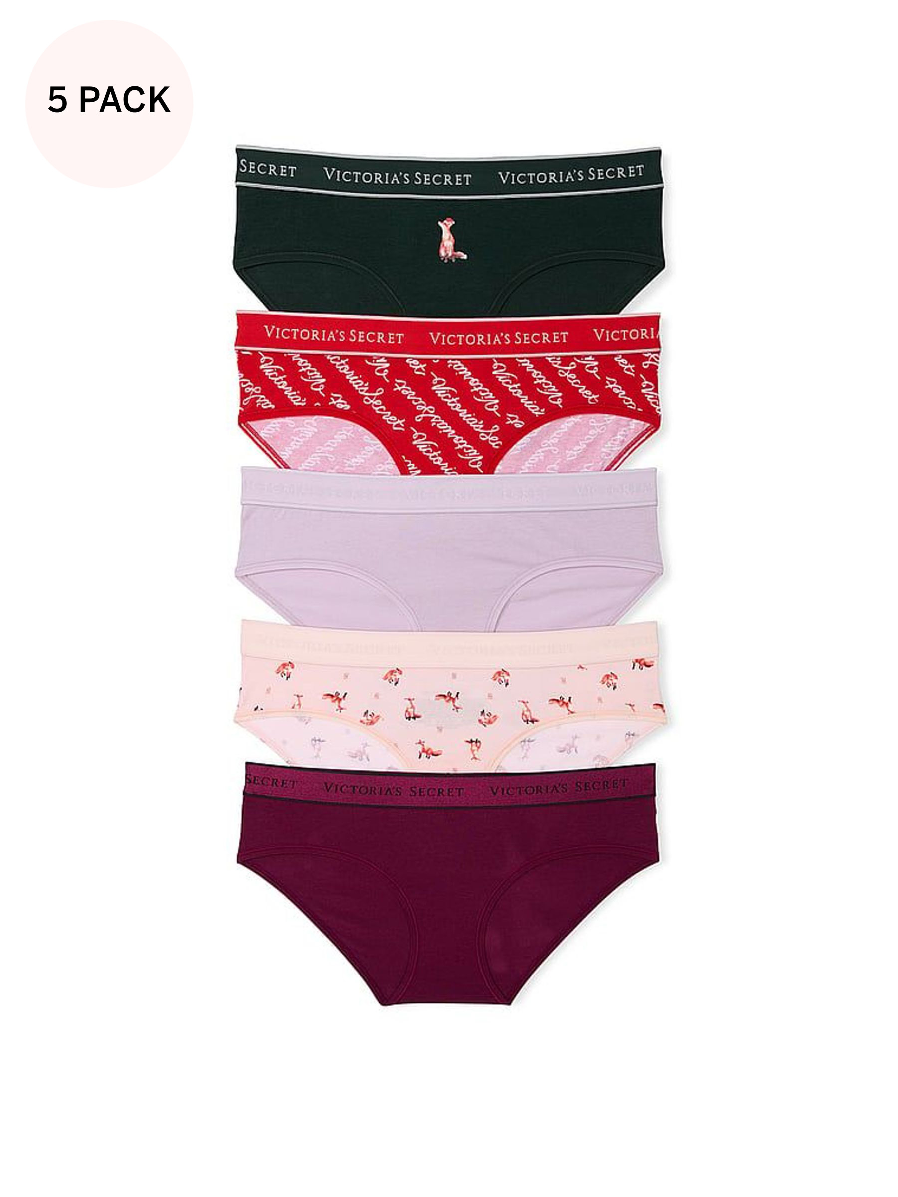 Black/Red/Pink/Purple Hipster Logo 5 Pack Knickers (E72000) | £27