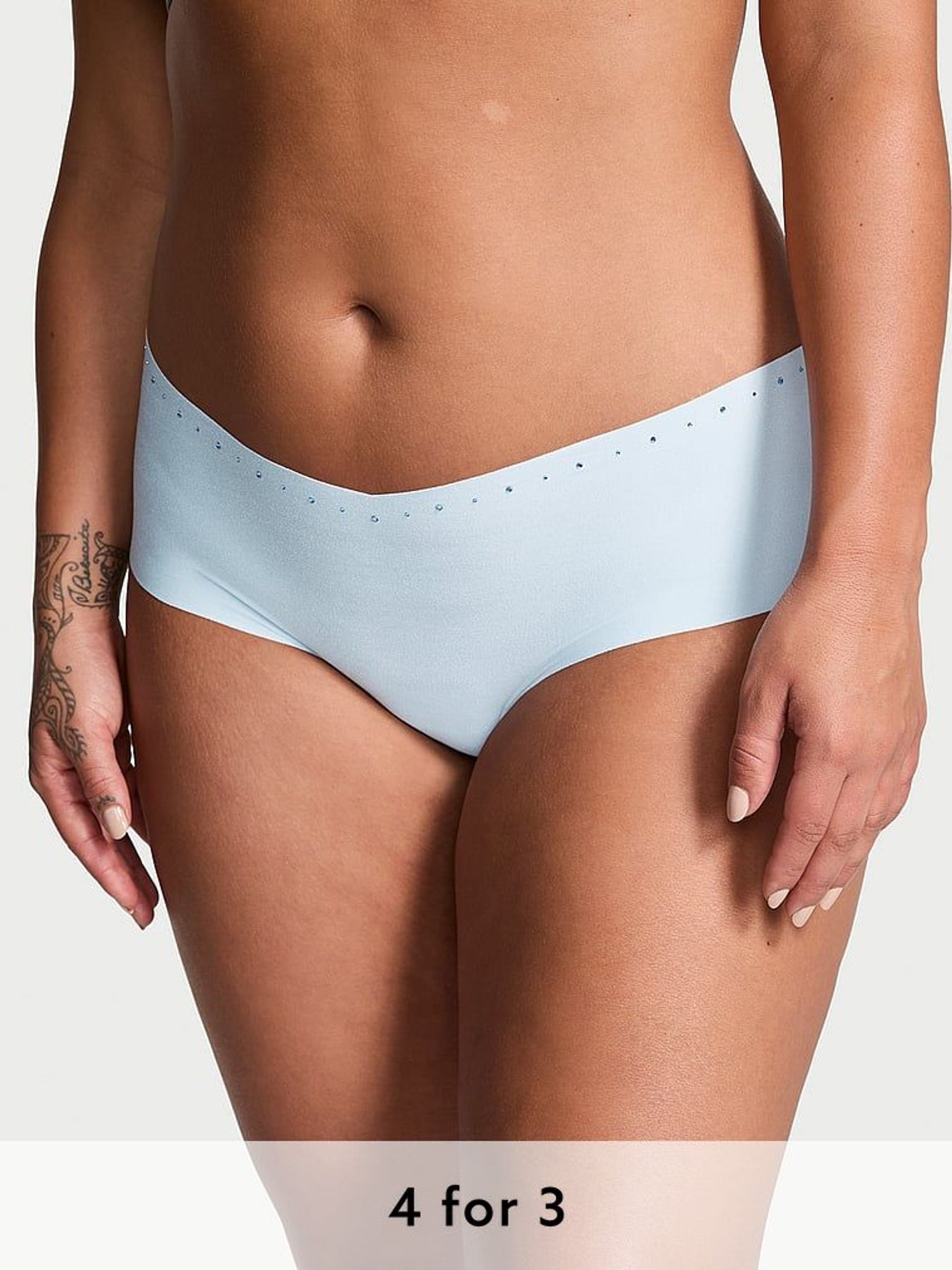 Light Blue Cheeky Shine Trim Knickers (E72022) | £9