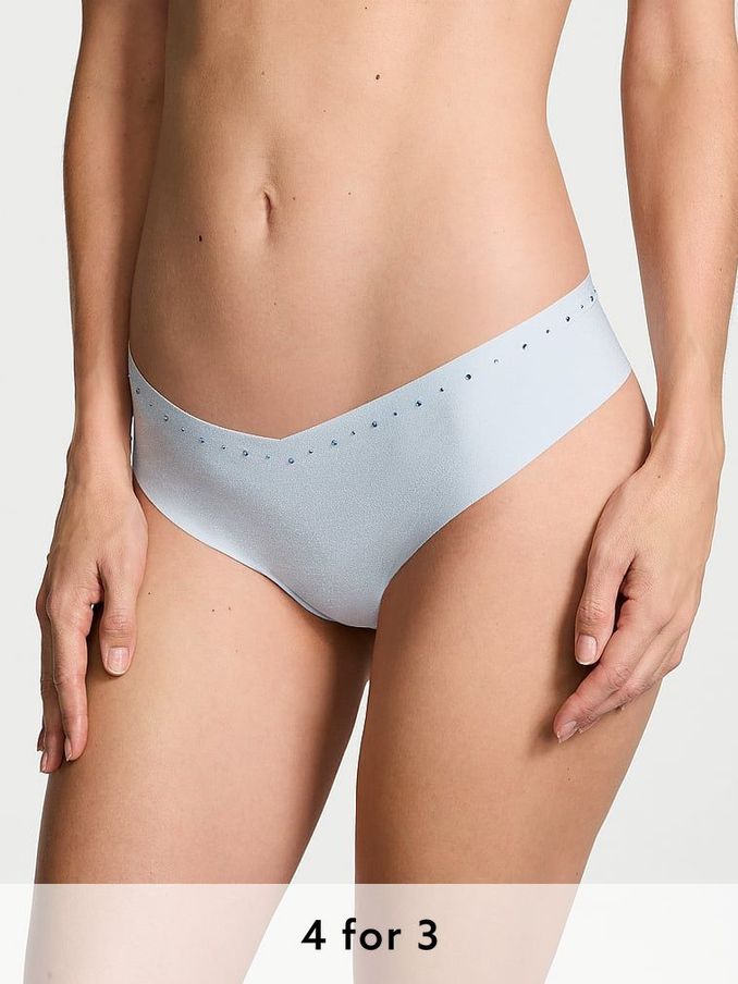 Light Blue Thong Shine Trim Knickers (E72024) | £9